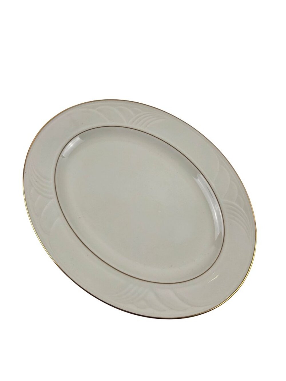 Lenox Oval Serving Platter Golden Sand Dune 13 1/4" Cream Gold Trim Vintage